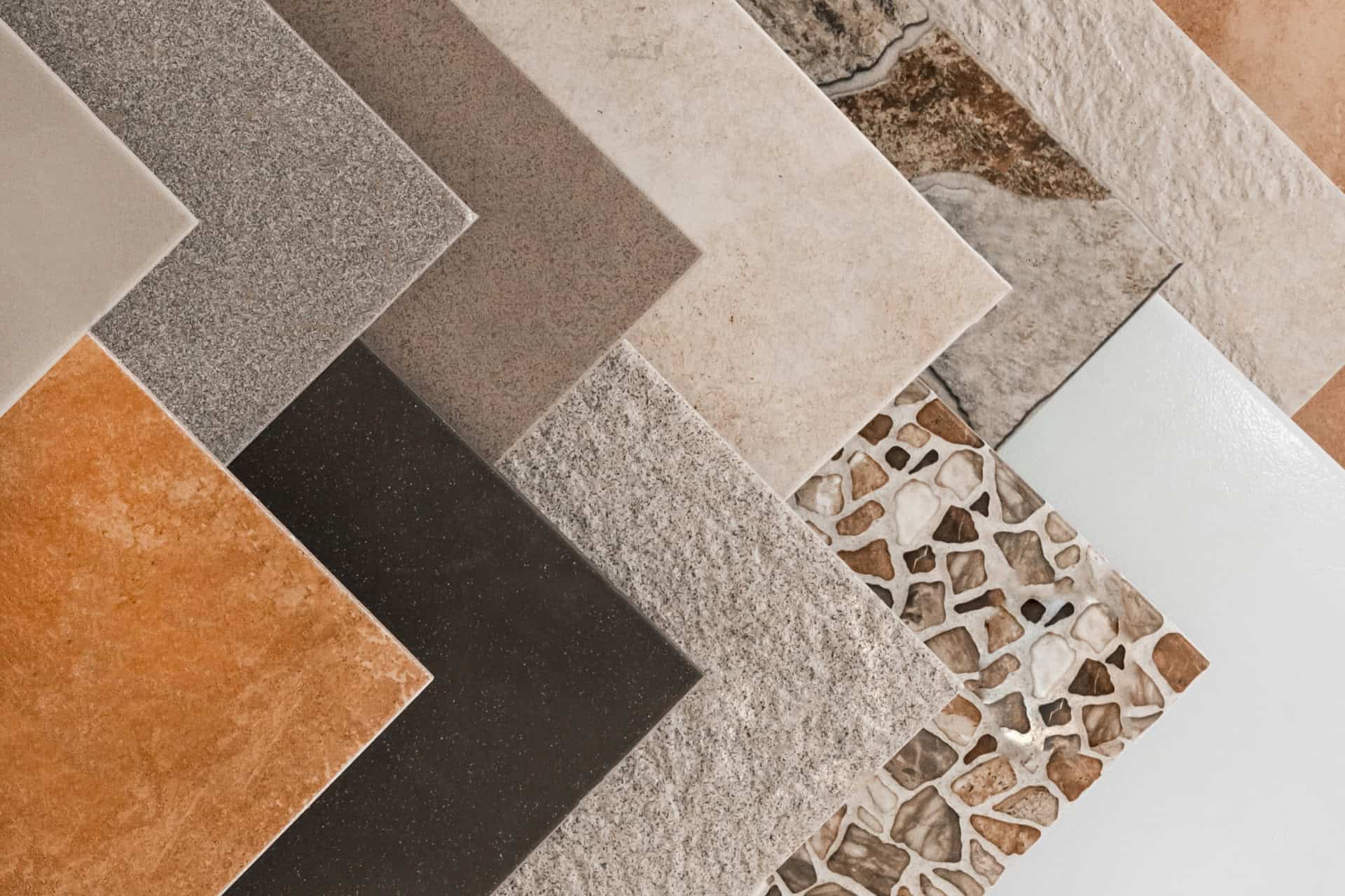 Colored samples of ceramic tiles for kitchen or bathroom interior material design