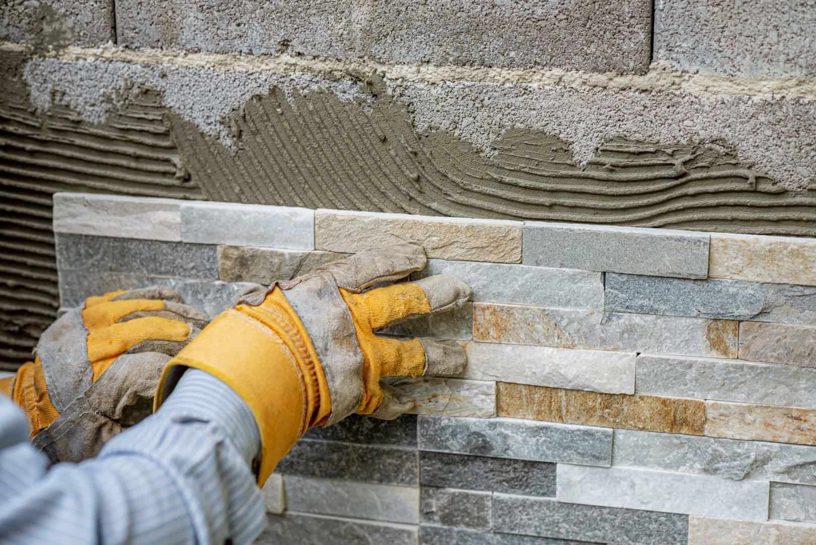 pressing ornamental tile in the look of a natural stone